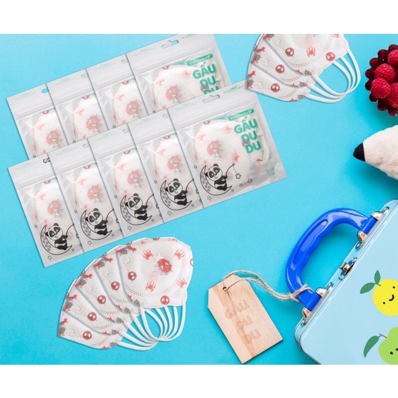 Thùng 500 cái khẩu trang gấu du du Famapro,khẩu trang cho bé Famapro(10 cái/túi)
