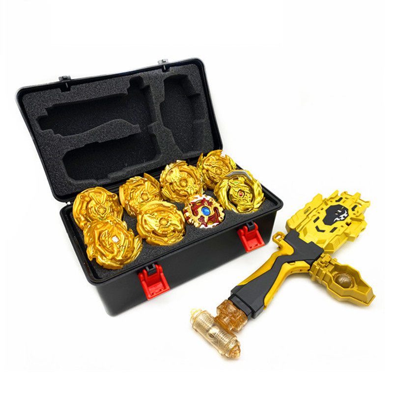 【COD】 8 cái Golden Beyblade Set Gyro Burst Với Launcher Hộp lưu trữ di động