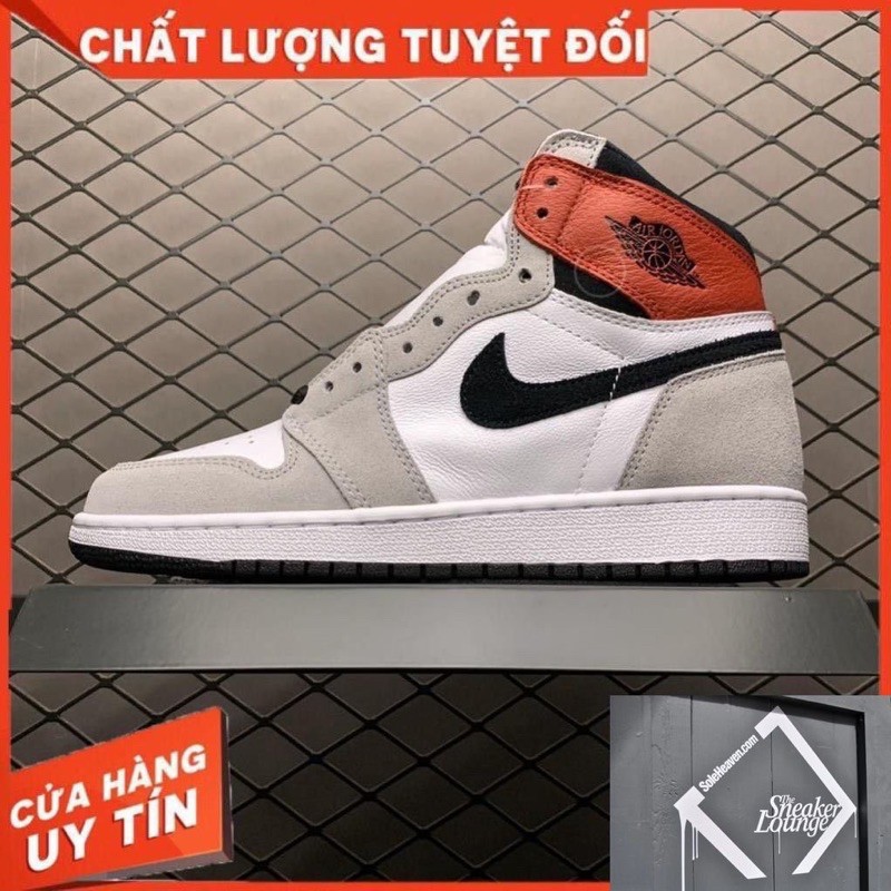 [MIỄN PHÍ SHIP] Giầy thể thao AIR JORDAN 1 Trắng quai Đỏ Smoke Grey