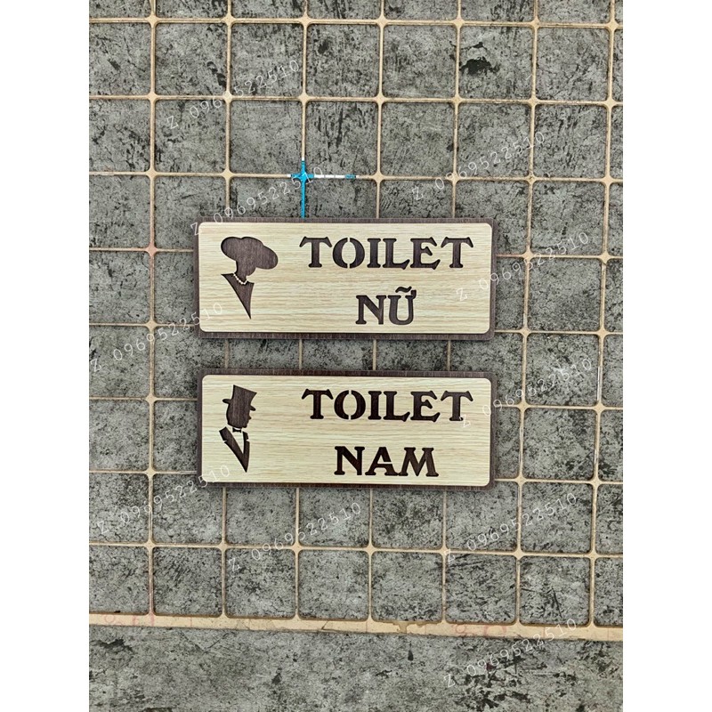 Bảng Gỗ Vintage Decor Toilet - WC Nam Nữ - Resroom Chỉ hướng nhà vệ sinh