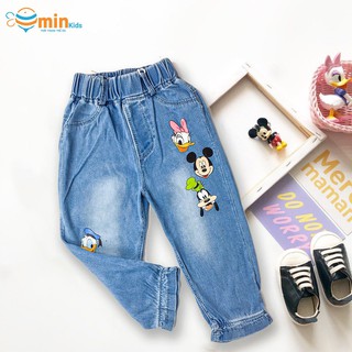 Quần bò quần jean dài mickey siêu mềm cho bé gái