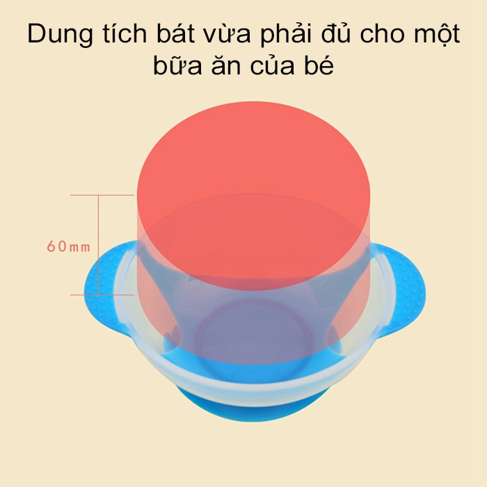 Bát ăn dặm cho bé chống đổ thìa cảm biến nhiệt độ kiểu dáng dễ thương tiện lợi an toàn, bộ bát ăn chống rơi cho trẻ