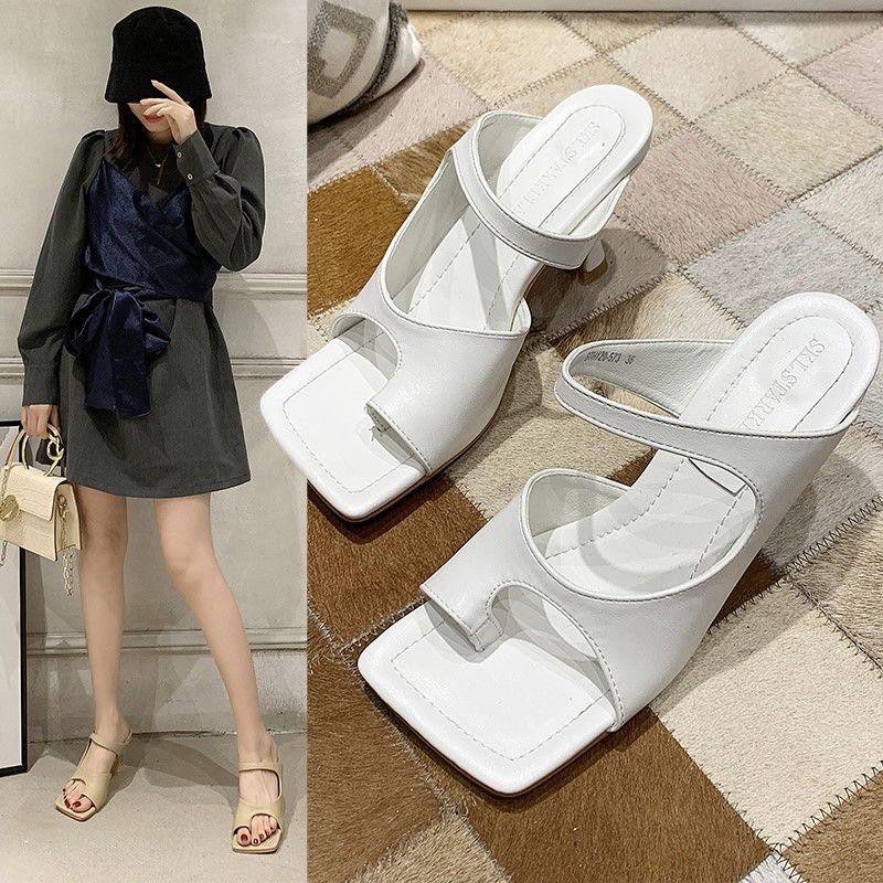 Guốc cao gót pu gót nhọn siêu đẹp cao 7p - Q32