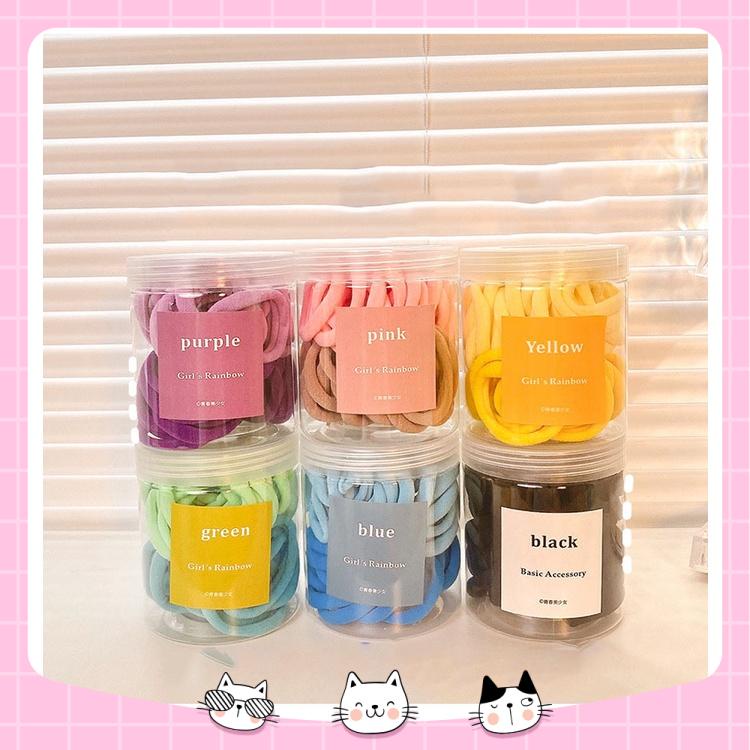 Hộp 50 Cái Dây Cột Tóc Hàn Quốc