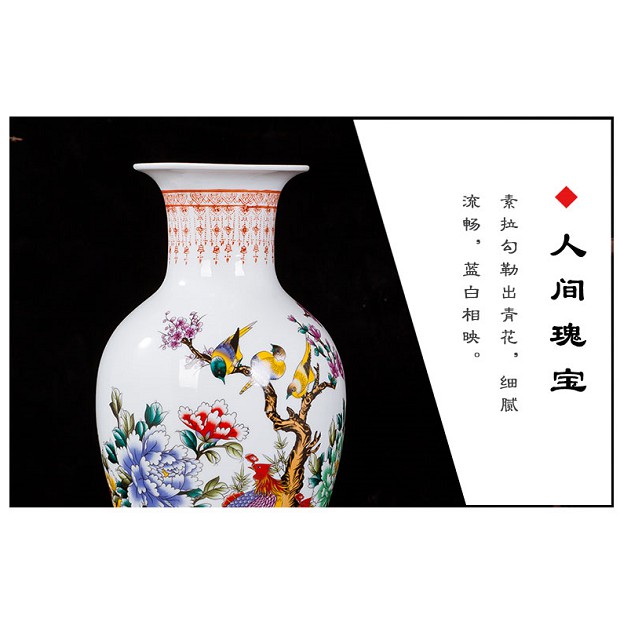 Bình hoa gốm sứ dài con chim