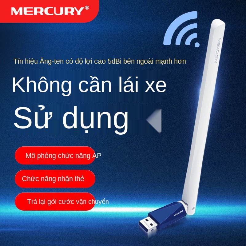 Ổ đĩa miễn phí Mercury Thẻ mạng không dây USB máy tính để bàn máy tính nhận tín hiệu mạng bộ phát wifi di động 5G băng t