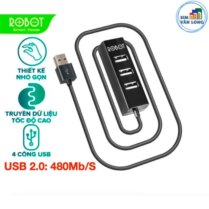 Bộ chia USB HUB 4 cổng ROBOT H140-80 dài 80cm , đa năng truyền dữ liệu tốc độ cao ổn định - HÀNG CHÍNH HÃNG _1