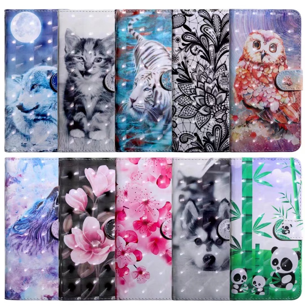 Bao Da Điện Thoại Nắp Lật Kèm Ví Đựng Thẻ Họa Tiết 3D Cho iPhone 13 12 11 Pro Max mini X XR XS Max 7 8 6S 6 Plus