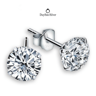 Khuyên tai bạc nữ nụ đá tròn Bông tai bạc 925 nam nhiều size DUYSON SILVER [KNXK44]