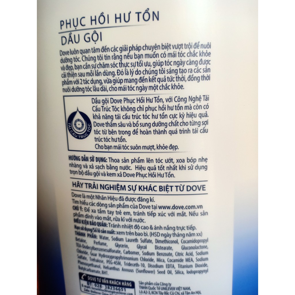 DẤU GỘI DOVE PHỤC HỒI HƯ TỔN 900G/BỘ DOVE TẶNG