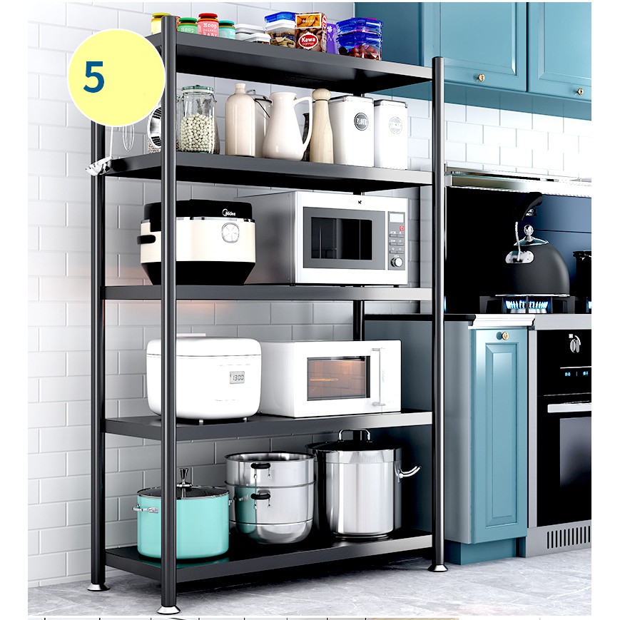 Kệ lò vi sóng 3,4,5 tầng Sơn Đen Đa Năng 2023 Kệ Inox nhà bếp, Giá Tủ để đồ thông minh