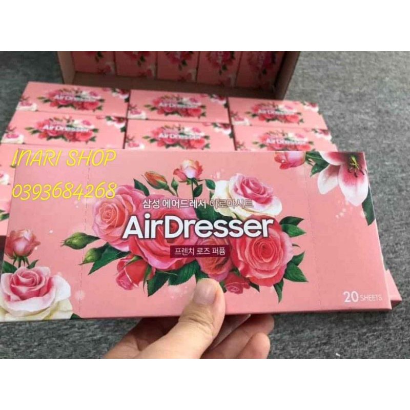 [CHÍNH HÃNG] Giấy thơm aroma sheet và airdresser hương hoa hồng pháp dùng cho máy giặt khô hấp sấy