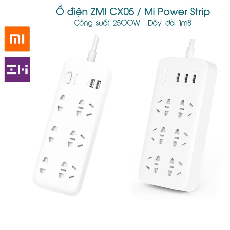 [Hỏa Tốc HCM] Ổ cắm điện ZMI CX05 18W /Ổ cắm Xiaomi Mi Power Strip 6 cổng 3 USB