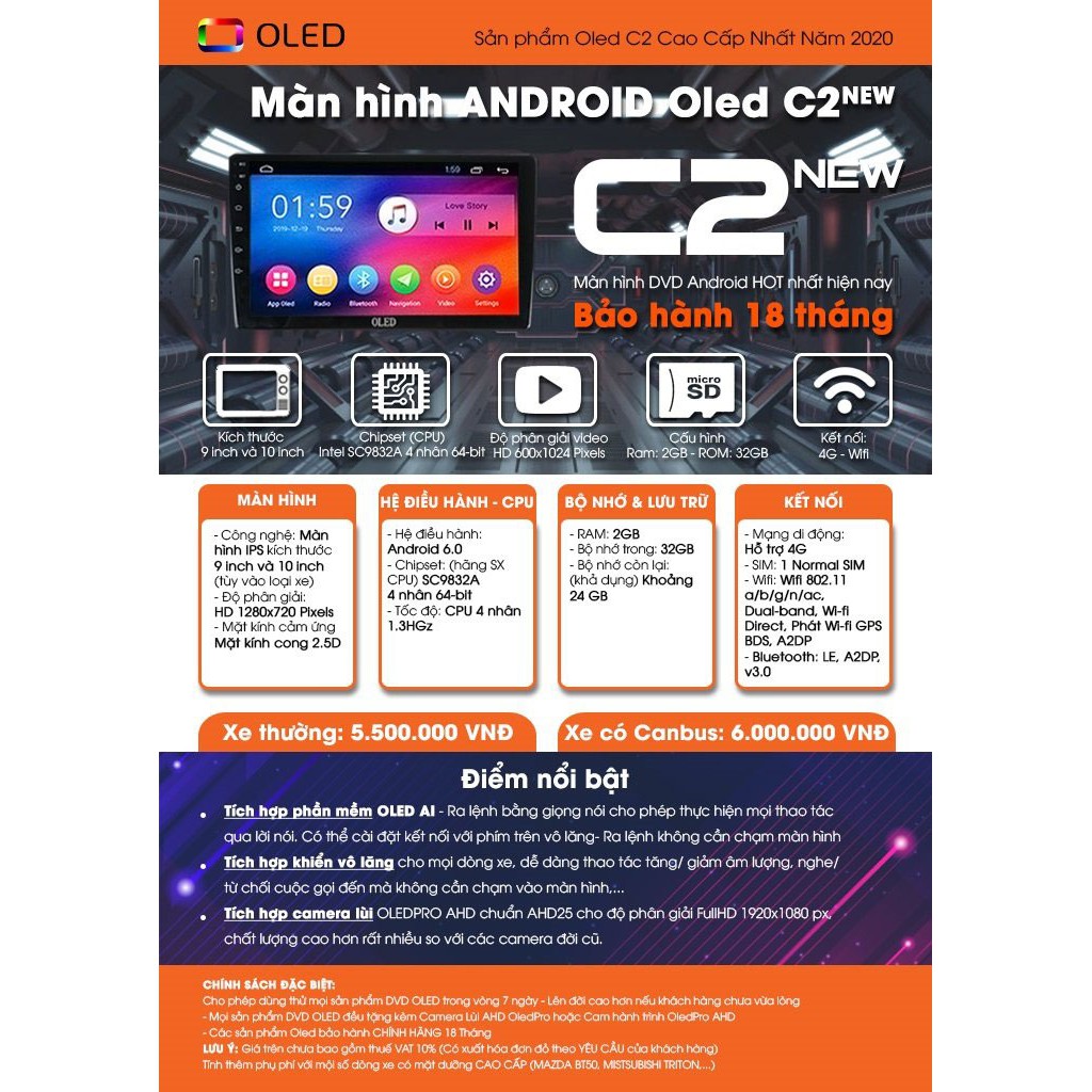 Màn hình dvd Android hỗ trợ ĐỊNH VỊ XE OLED  C2 9"/10" chính hãng bản đồ Vietmap | BigBuy360 - bigbuy360.vn