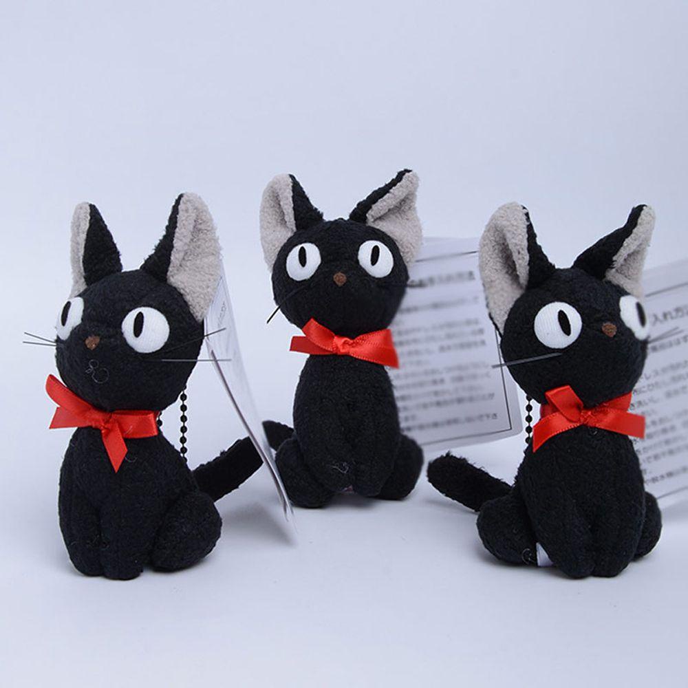 DWAYNE Thú Nhồi Bông Hình Mèo Đen 9-12cm Trang Trí Túi Xách / Móc Khóa