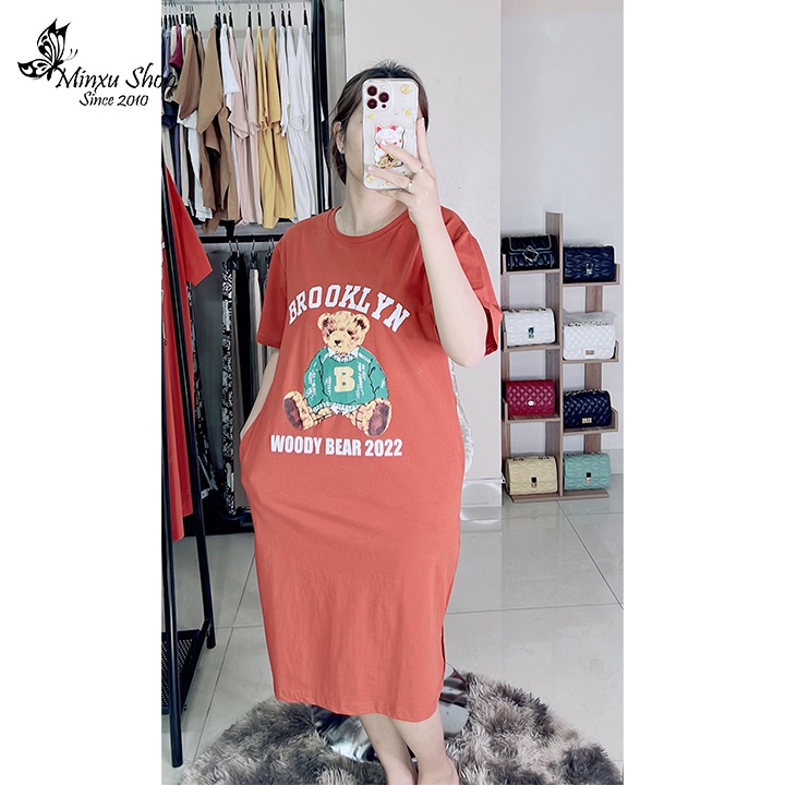 Đầm nữ dáng dài form rộng, váy suông cotton tay lỡ oversize nhiều hình dễ thương phong cách Hàn Quốc mã VA105