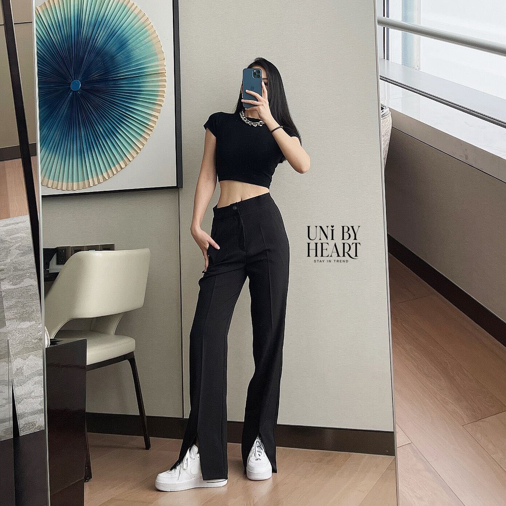 Quần xẻ gấu Lily Pant QD003 thiết kế dáng suông, vải dày dặn - Uni By Heart