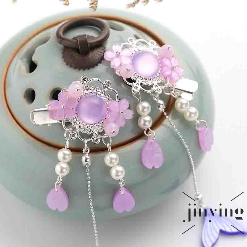 GETNOIVAS Trâm cài tóc tua rua đính hoa và đuôi cá phong cách cổ điển phối Hán phục xinh xắn