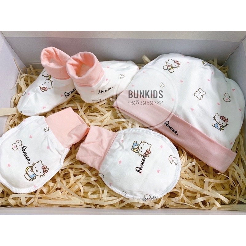 {Nhiều hình} Set Avaler mũ và bao tay bao chân như hình(chất sợi tre- mẫu hoạ tiết các màu)hoặc bán rời bao tay chân