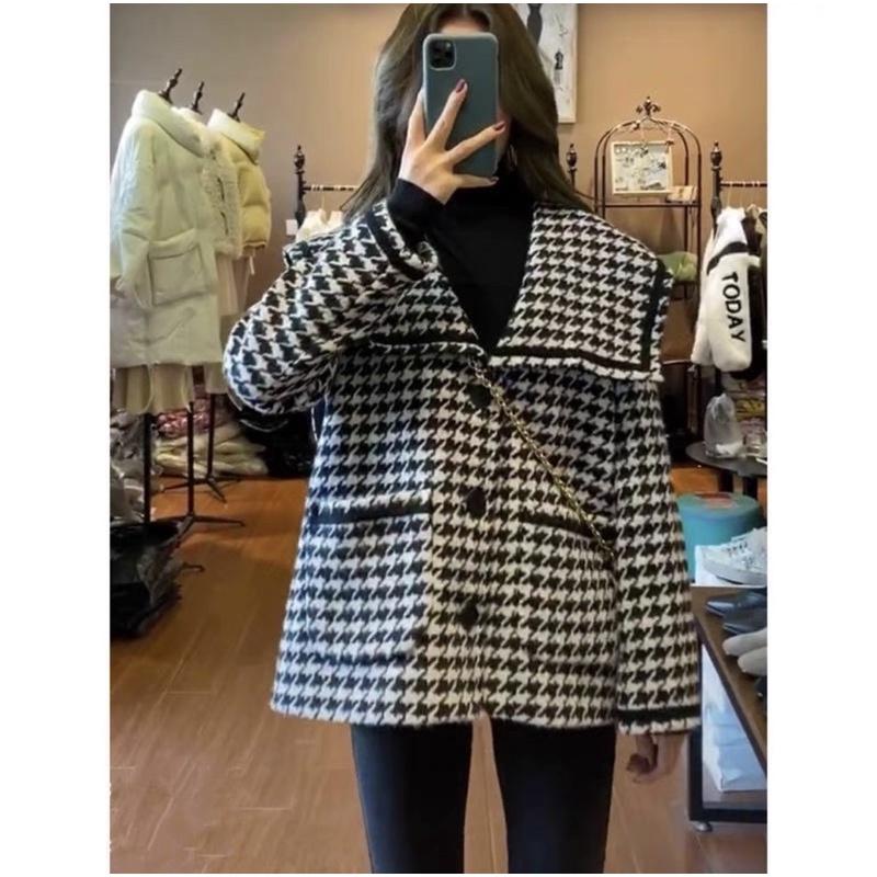 Áo Dạ Tweed Nữ Họa Tiết Phong Cách Hàn Quốc Thu Đông_Hàng ORDER CÓ ẢNH THẬT