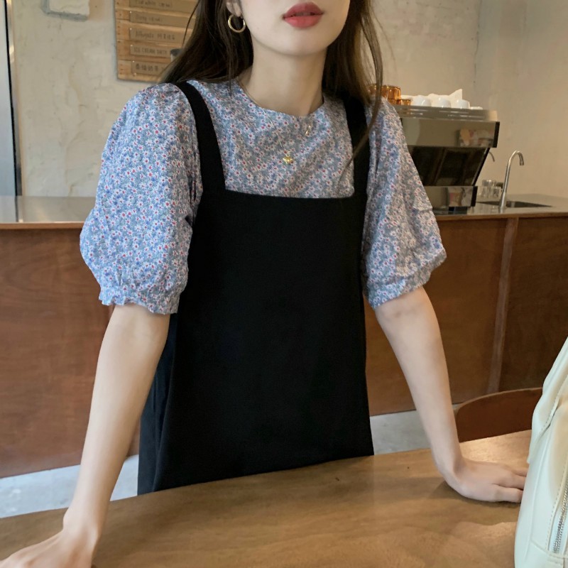 Set yếm dáng suông hoa nhí