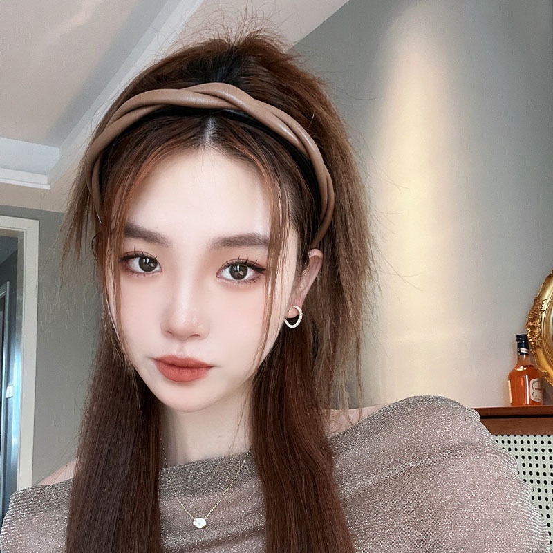 Băng Đô Bằng Da PU Phong Cách Vintage Thời Trang Mùa Thu Dành Cho Nữ