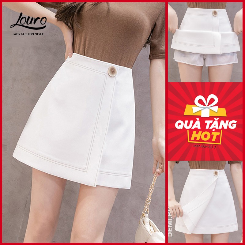 Váy công sở chữ A Louro L803, kiểu váy công sở dáng ngắn, vạt lệch phá cách | BigBuy360 - bigbuy360.vn