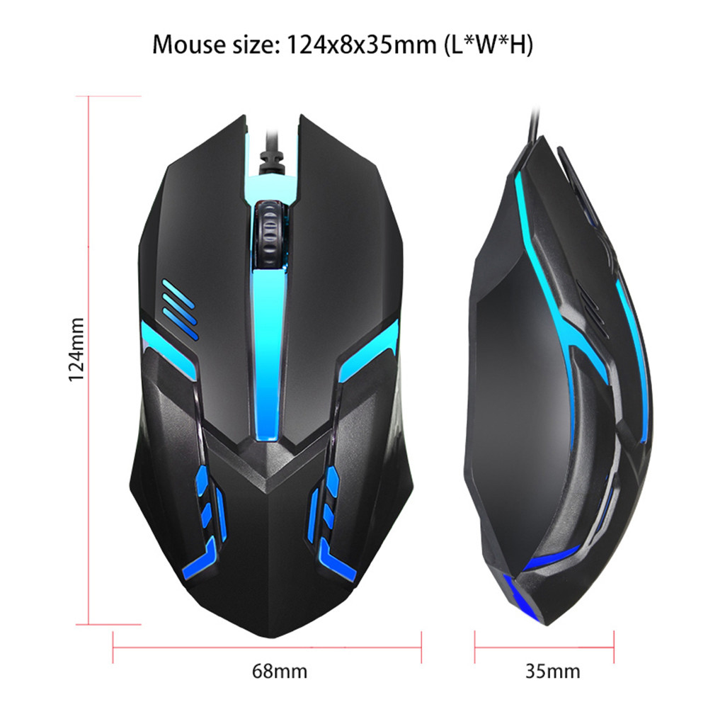 Luminescent Gaming Mouse 6 Buttons/3 Buttons 4 Speeds 7 Colors Glow Handy