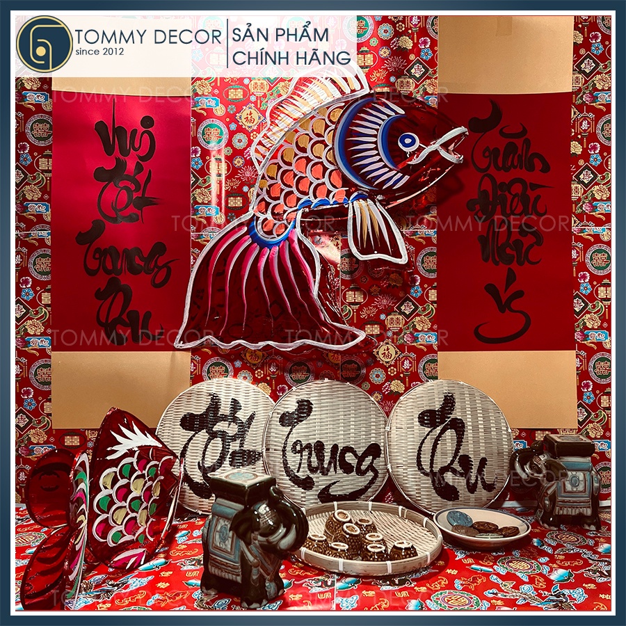 Tranh chữ liễn giấy thư pháp trang trí trung thu TOMMY DECOR
