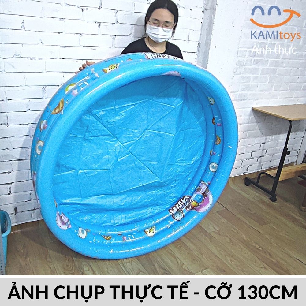 Bể bơi cho bé hình tròn cỡ 130cm  loại hồ phao bơm hơi gấp gọn