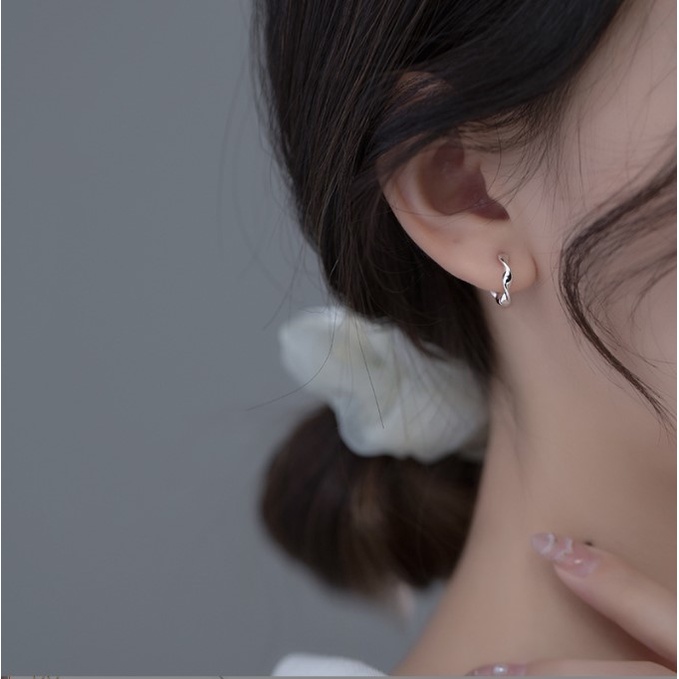 Khuyên Tai Bạc Nữ S925 Tròn Xoắn BTARG1392. Bông Tai Bạc 925 Nữ 20silver