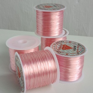 1 cuộn chỉ tơ màu hồng chỉ chun gân co giãn xỏ vòng tay - moon shop