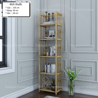 Kệ sách gỗ , kệ đa năng gỗ cao su 5 tầng x 40cm