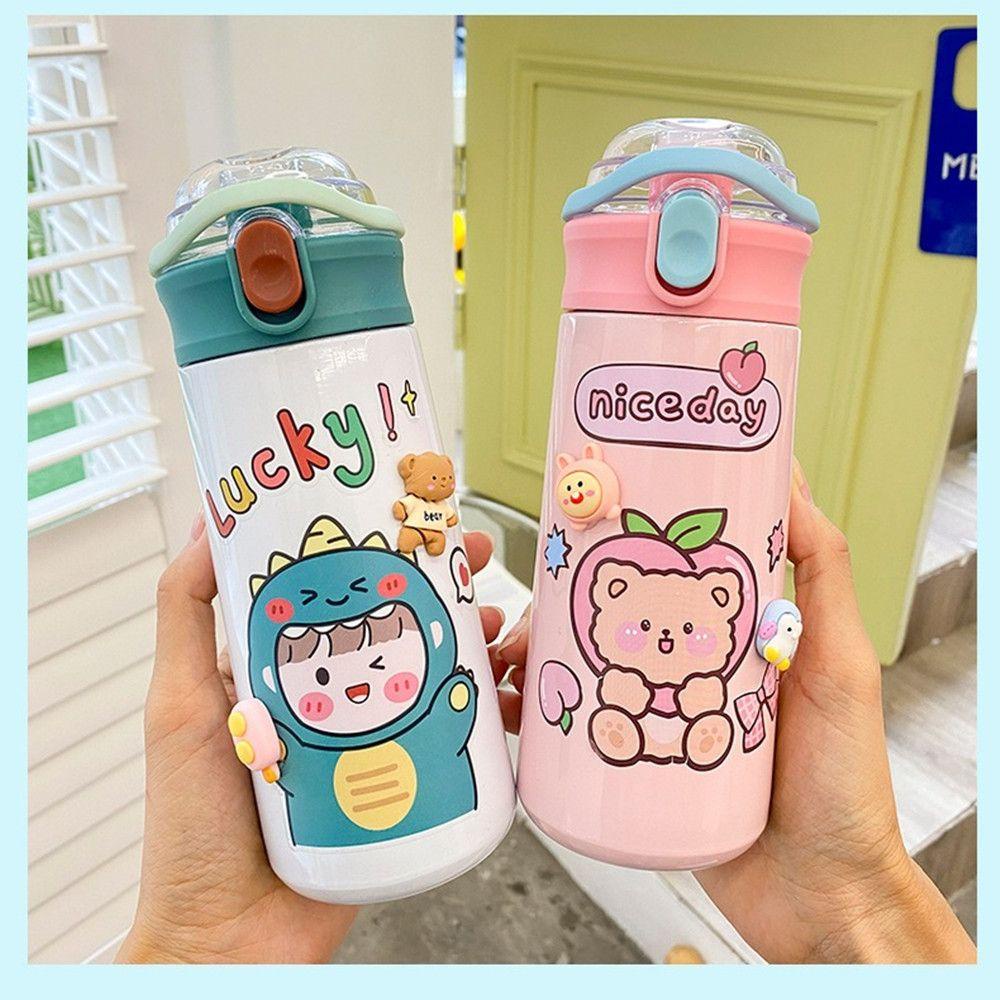 Bình Nước Giữ Nhiệt Chống Rò Rỉ Dung Tích Lớn 1 500ml In Họa Tiết Hoạt Hình