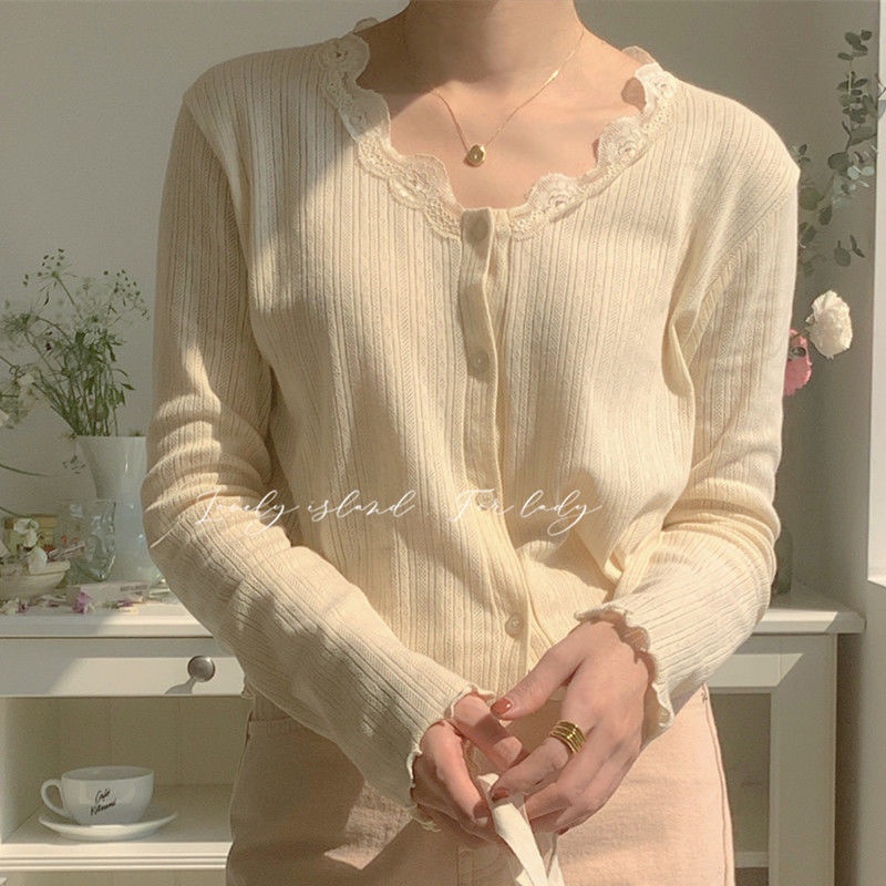 Áo cardigan dệt kim tay dài dáng ngắn thiết kế thanh lịch nhẹ nhàng thời trang xuân thu