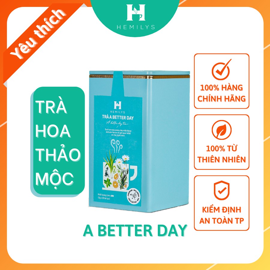 Trà Thảo Mộc Vị Bạc Hà Tươi Mát Giúp Tỉnh Táo Sảng Khoái Thanh Nhiệt Giải Độc Hemilys A BETTER DAY 60gr