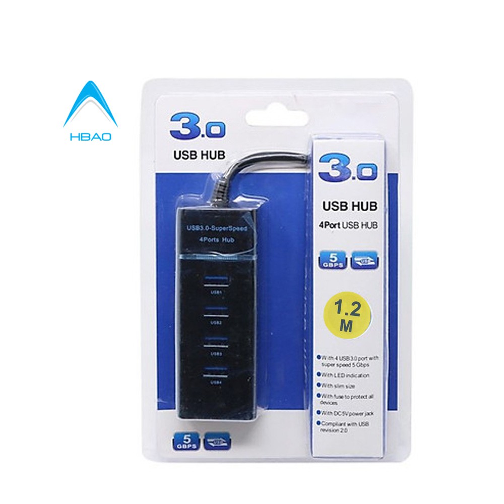 Bộ chia USB 1 ra 4 cổng 3.0 - Hub USB 4 Port 120cm , 30cm