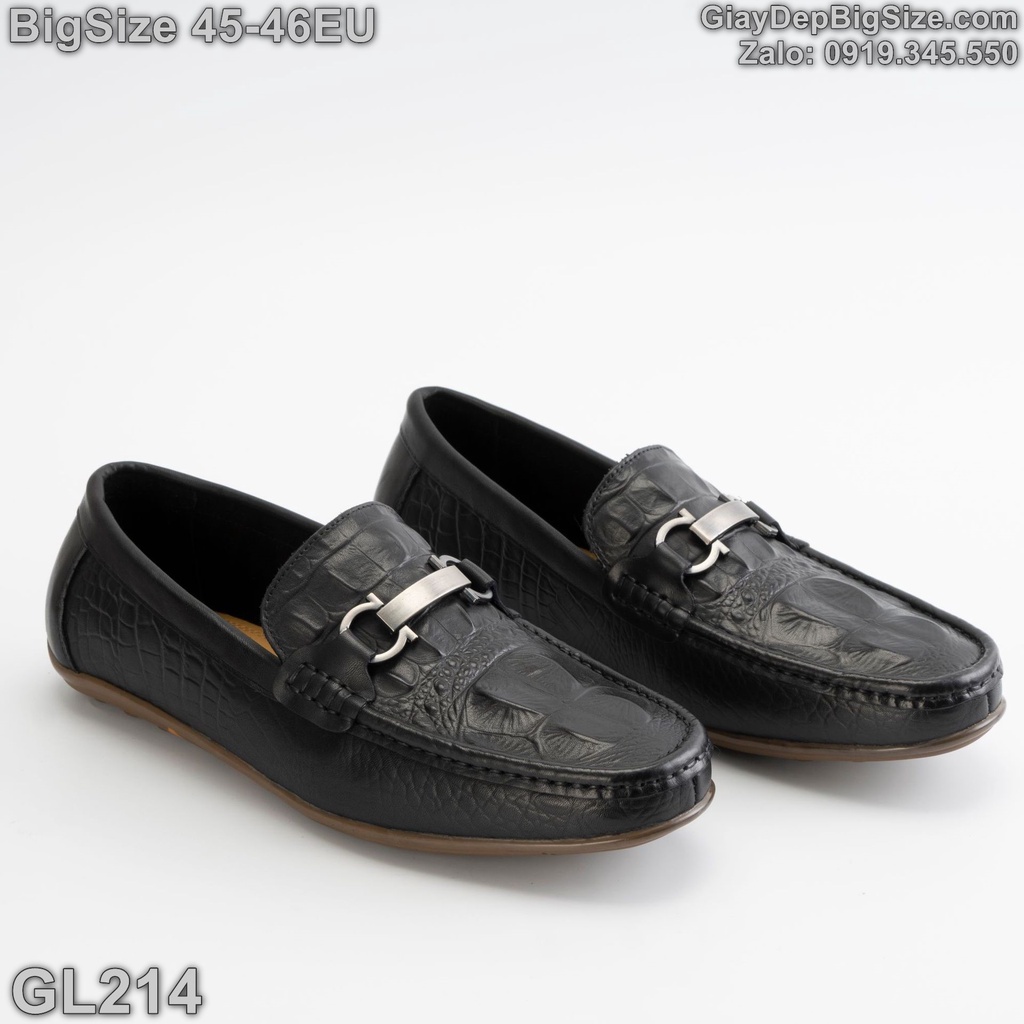 Giày mọi xỏ vân cá sấu, giày lười big size cỡ lớn EU:45-46 cho nam cao to chân ú bè - GL214