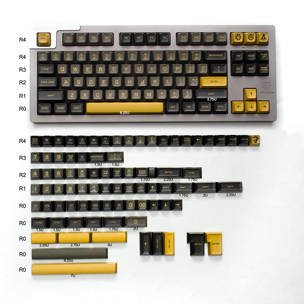 Bộ Keycap SA Black Shimmer 172 Nút Chất Liệu ABS Double Shot Cân được nhiều layout