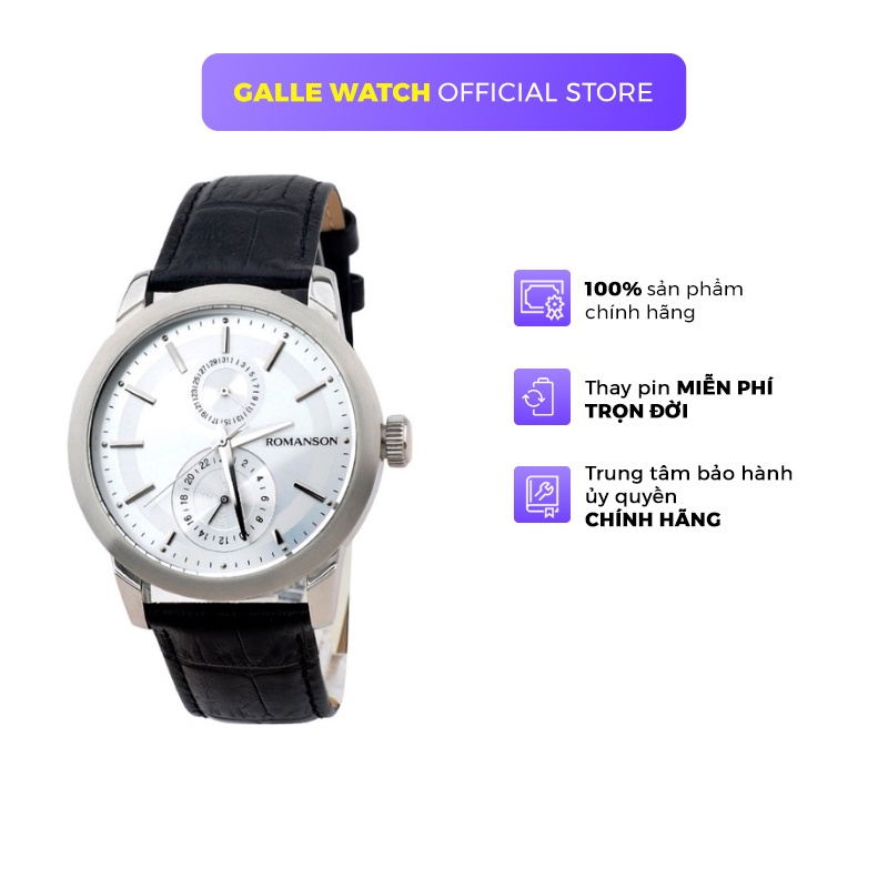 Đồng hồ Romanson Watch TL2647BMWWH nam máy Thụy Sĩ chống nước, mặt kính chống xước, dây da cao cấp chính hãng