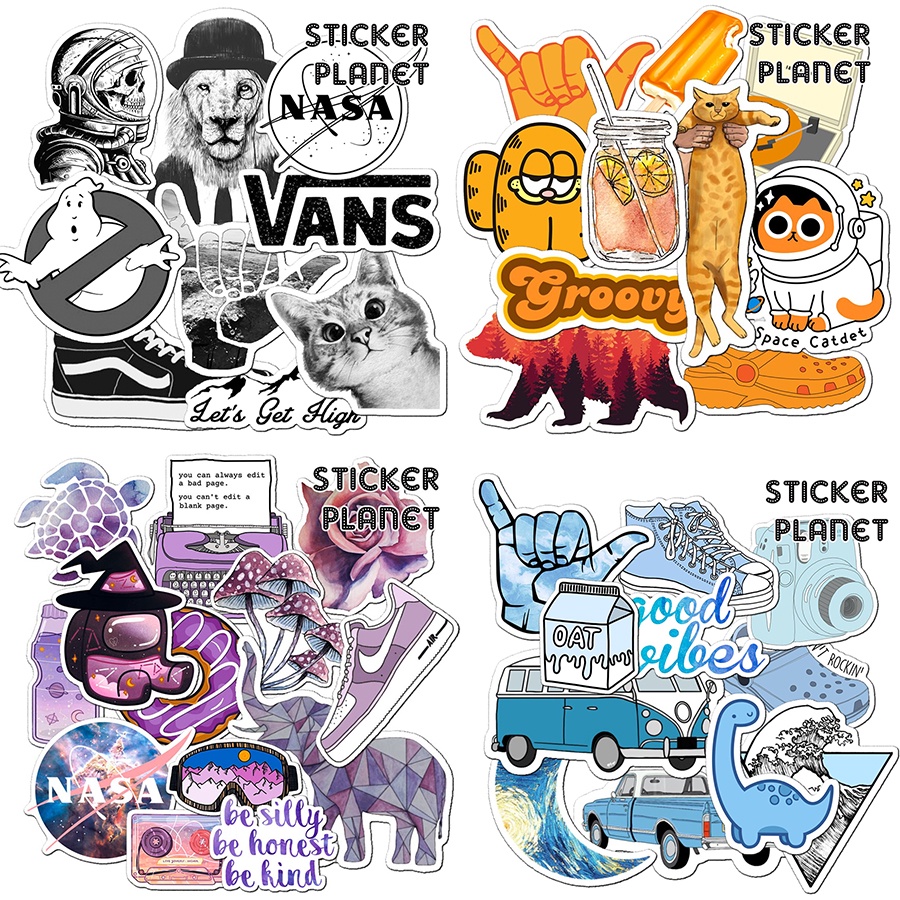 Sticker cute, dễ thương mẫu HOT nhất dán trang trí laptop, mũ nón bảo hiểm, vali, xe tay ga, ván trượt