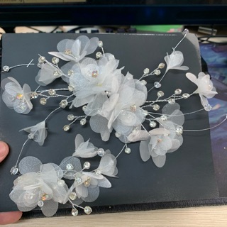 Cài tóc cô dâu - phụ kiện cưới Giang - cài tóc hoa voan đính hạt đá bán tại tp hồ chí mình