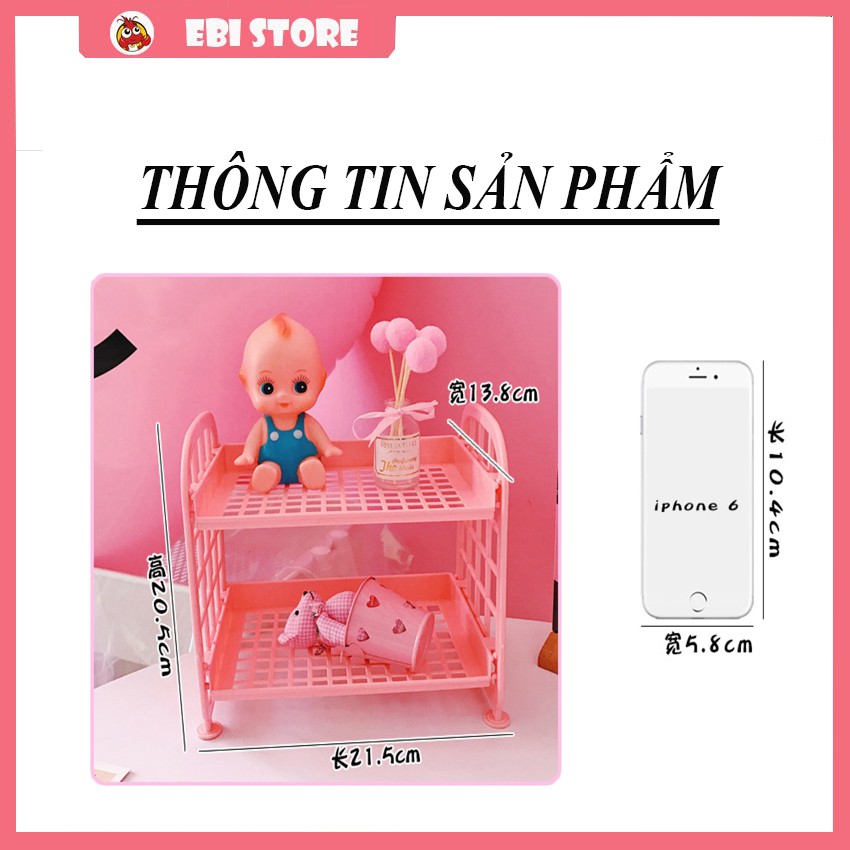 Kệ Đựng ❤️ Kệ Nhựa Mini 2 Tầng Mini Đựng Đồ Đa Năng Siêu Xinh Sẵn Hàng 6 Màu ❤️