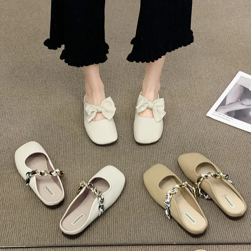 Dép Bít Mũi Đế Bằng Phong Cách Pháp Cổ Điển Thời Trang Mùa Xuân Cho Nữ