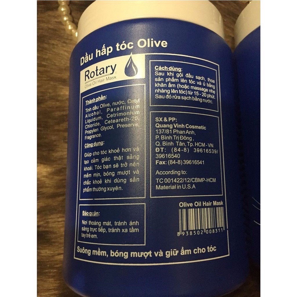 Dầu hấp ủ xả tóc Olive Rotary hủ xanh 1000ml