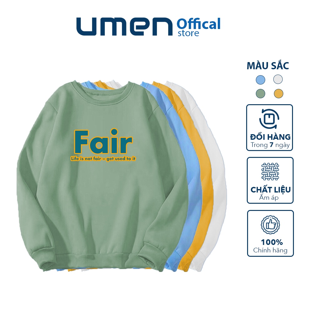 [Mã 12FASHIONSALE1 giảm 10K đơn 50K] Áo Sweater nam nữ Unisex form rộng, vải nỉ dày dặn, phong cách oversize Fair