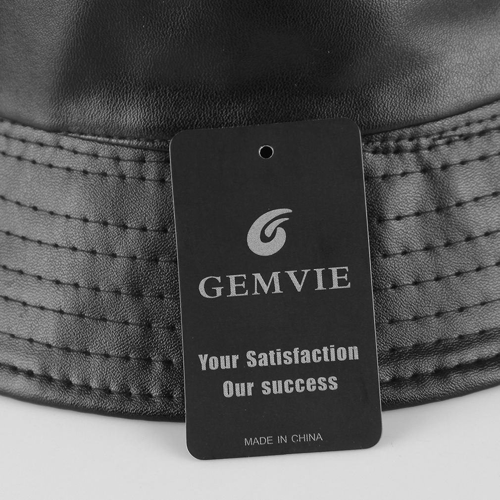 Nón Bucket Chất Liệu Da PU Màu Đen Trơn Thời Trang Thu Đông Mới 2023 Cho Nam Nữ