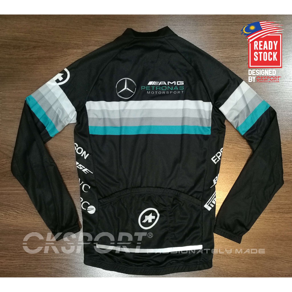 Petronas AMG Mercedes Áo Đen Dài Tay Đi Xe Đạp Mát Mẻ Công Nghệ Mát Mẻ Hàng Có Sẵn