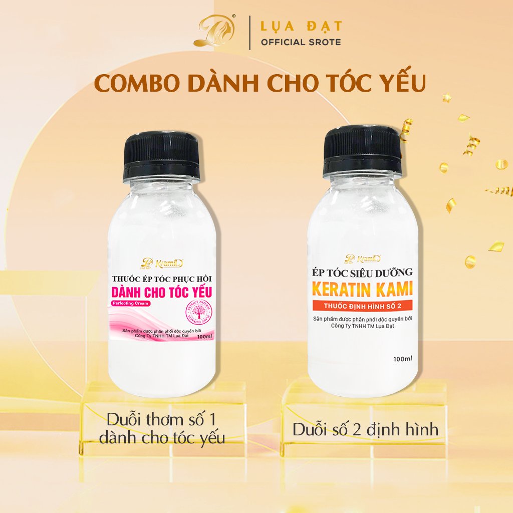 Combo thuốc ép tóc phục hồi chính hãng KAMI,thuốc duỗi tóc siêu dưỡng tại nhà không cần nhiệt (Size nhỏ)