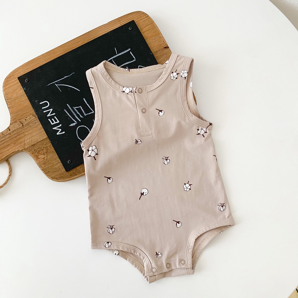 Bộ Áo Liền Quần Tam Giác In Họa Tiết Hoa Xinh Xắn Thời Trang Mùa Hè Cho Bé